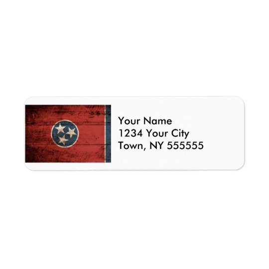 Tennessee State Flag on Old Wood Grain Return Address Label