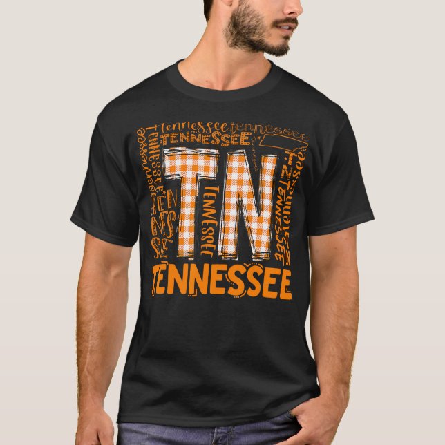 Tennessee State Flag Orange Plaid Tn T-Shirt (Front)