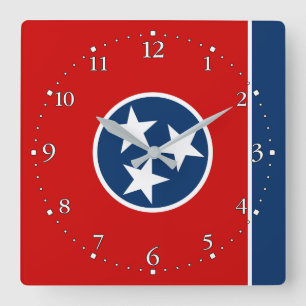Tennessee State Flag Square Wall Clock