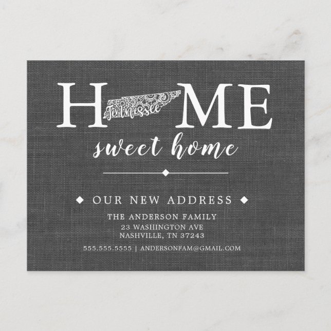 TENNESSEE  State Moving Announcement Post Card (Front)