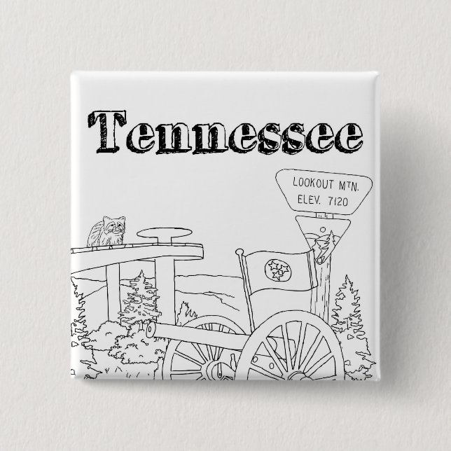 Tennessee State Symbols Volunteer State Images 2 Inch Square Button (Front)