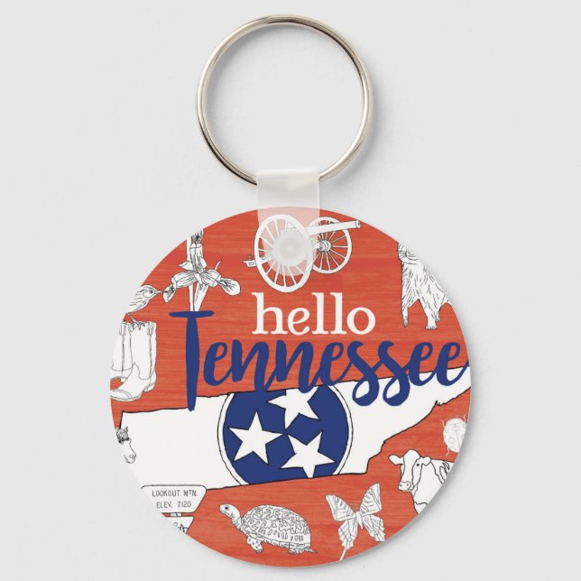 Tennessee State Symbols Volunteer State Images Keychain (Front)