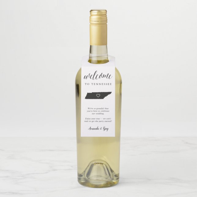 Tennessee State Wedding Welcome Bottle Tag (On Bottle)
