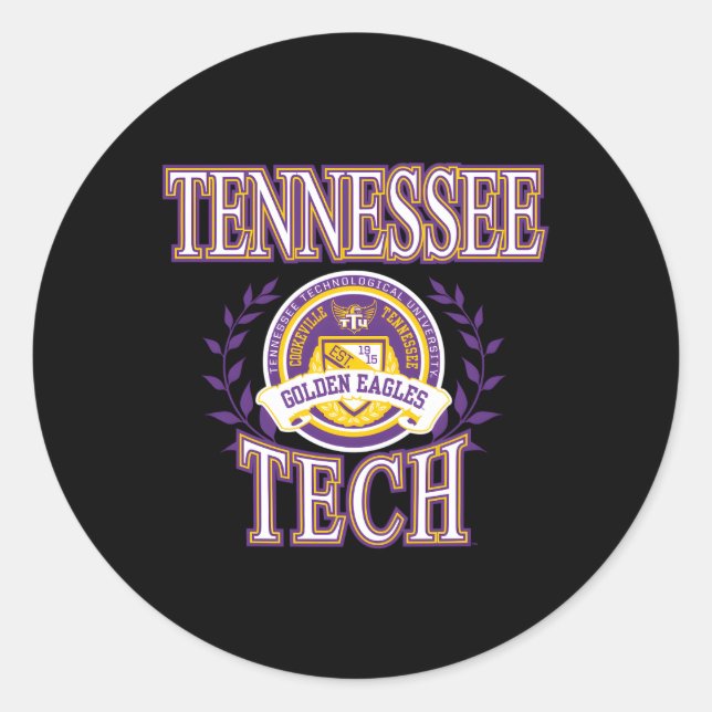 Tennessee Tech Golden Eagles Laurels Classic Round Sticker (Front)