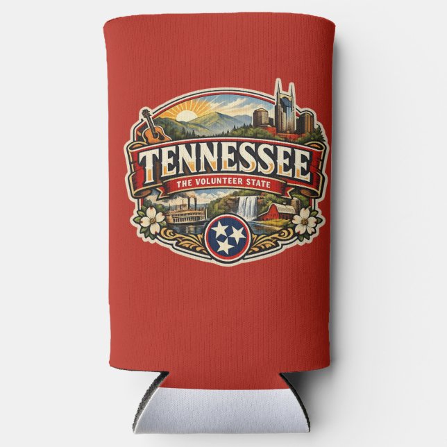 Tennessee The Volunteer State  Seltzer Can Cooler (Front)