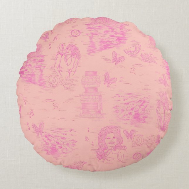 Tennessee Toile (Dolly Parton Toile) Round Pillow (Front)