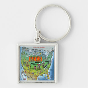 Tennessee USA Map Keychain