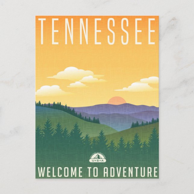 Tennessee Usa Vintage Travel mountain welcome Postcard (Front)