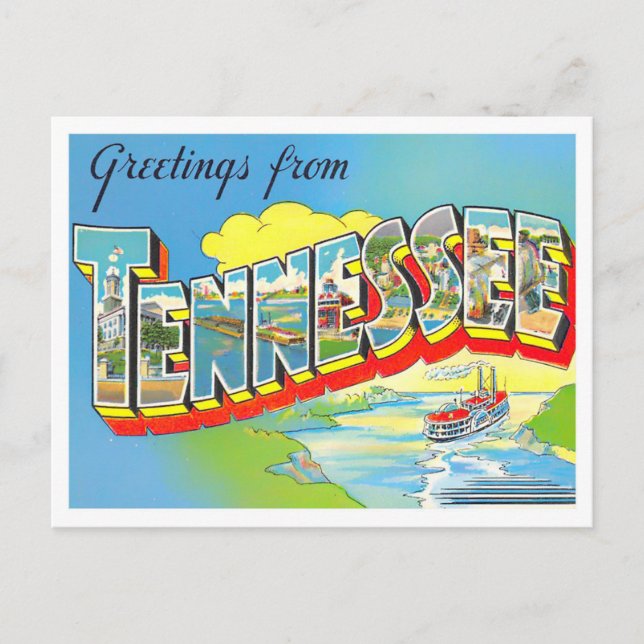 Tennessee Vintage Big Letters Postcard (Front)