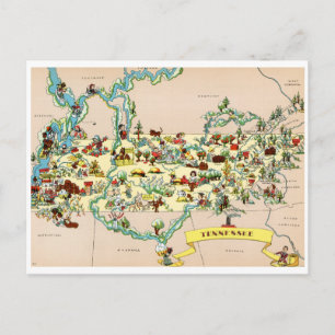 Tennessee Vintage Map Postcard