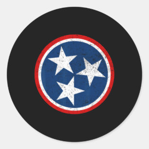 Tennessee Volunteer State - Distressed Tristar Fla Classic Round Sticker