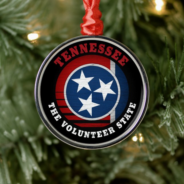 TENNESSEE VOLUNTEER STATE FLAG METAL ORNAMENT (Tree)
