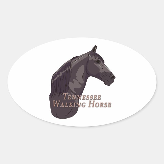 Tennessee Walking Horse Black Oval Sticker (Front)