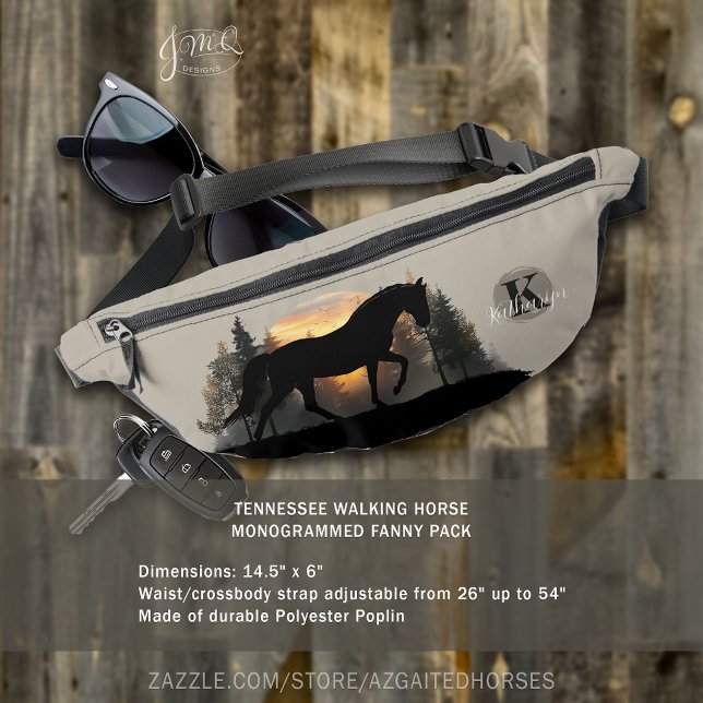 Tennessee Walking Horse Silhouette Sunset Forest Fanny Pack (Tennessee Walking Horse Silhouette Sunset Forest Custom Monogrammed Fanny Pack)