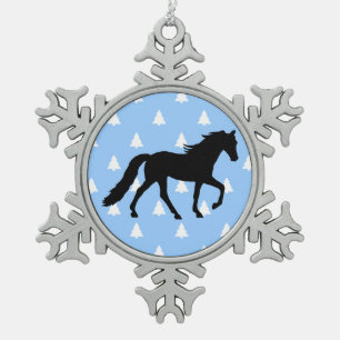 Tennessee Walking Horse White Christmas Trees Snowflake Pewter Christmas Ornament