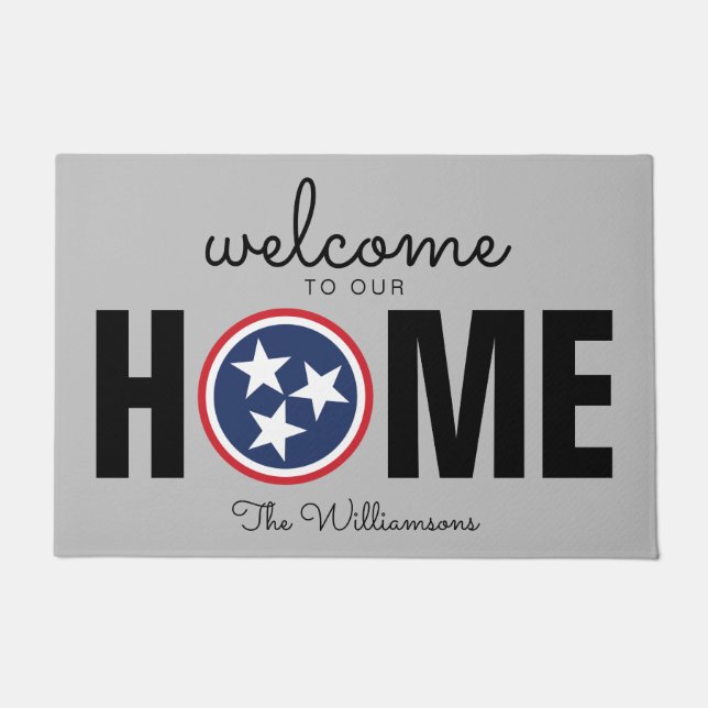 Tennessee Welcome Home Red White Blue TN Flag Doormat (Front)