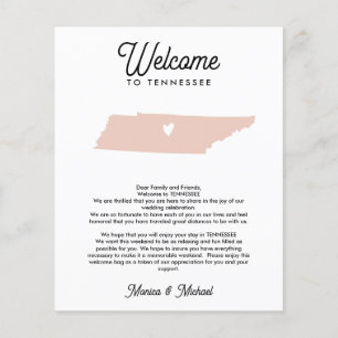 TENNESSEE Welcome  Letter Itinerary ANY COLOR