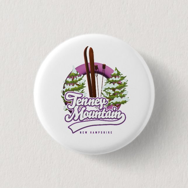 Tenney mountain new hampshire ski logo 1 inch round button (Front)