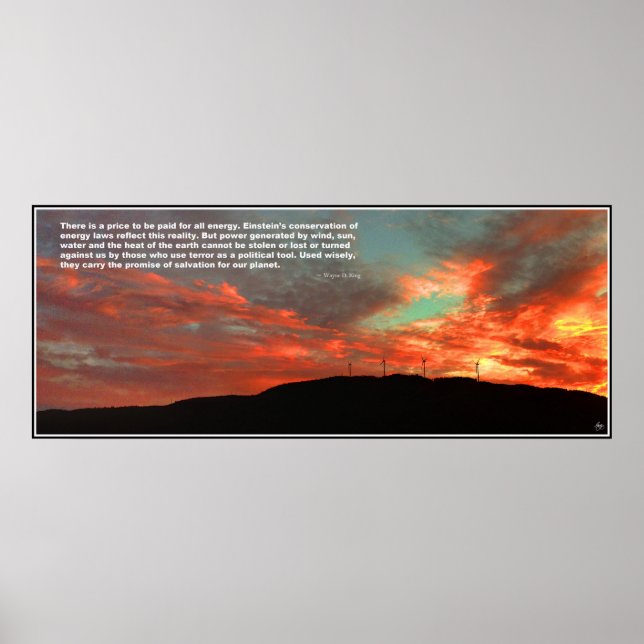 Tenney Windfarm Sunset Quote Poster (Front)