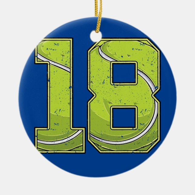 Tennis 18th Birthday Boy Girl Eighteen 18 Years Ceramic Ornament (Front)