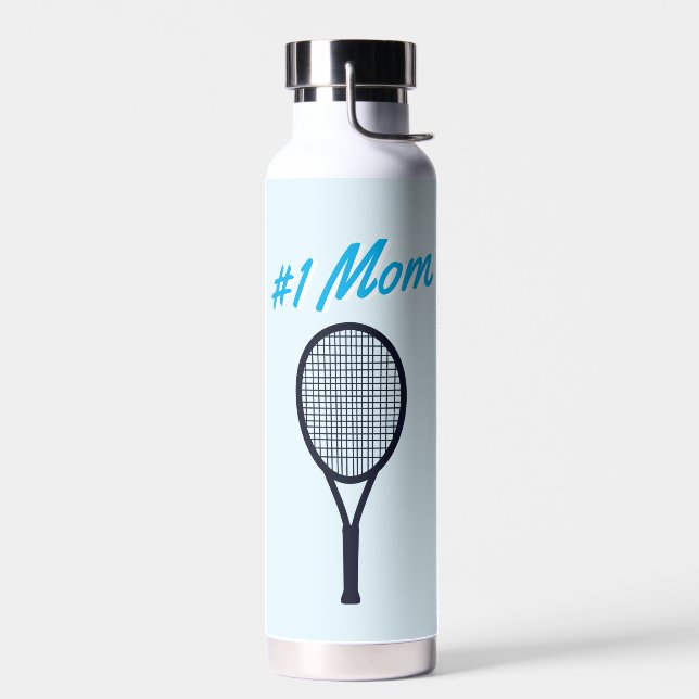 Tennis #1 Mom Mother's Day Blue Gift Water Bottle (Left)