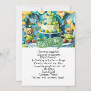 Tennis 1st Birthday for Boy  Invitation
