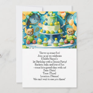 Tennis 1st Birthday for Boy  Invitation