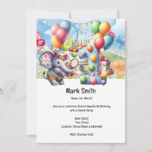 Tennis 1st Birthday Party Invitation