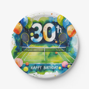Tennis 30th Birthday themed Paper Plate