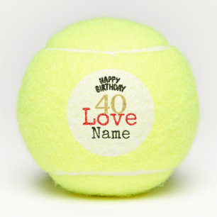 Tennis 40th Birthday ball with love and name
