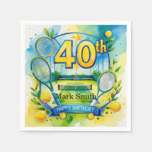 Tennis 40th Birthday Napkin