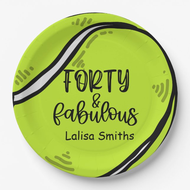 Tennis 40th birthday paper plate  player party  (Front)