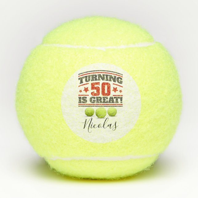 Tennis 50e anniversaire est grand avec des balles (Devant)