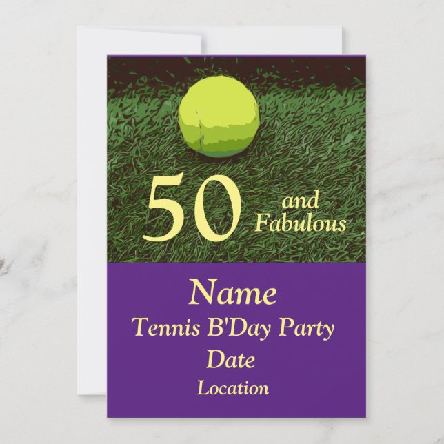 Tennis 50ème et Fabuleux Anniversaire Invitation (Devant)