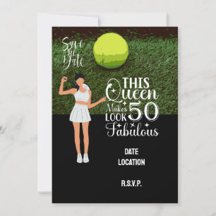 Tennis 50th and Fabulous Birthday Party Invitation