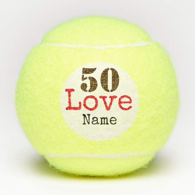 Tennis 50th Birthday ball with love and name (Front)