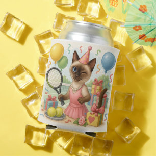 Tennis 50th Birthday for Cat Lovers Can Cooler