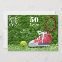 Tennis 50th Birthday Save the date invitation