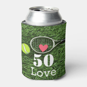 Tennis 50th Birthday tennis ball and number love Can Cooler