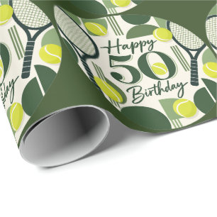 Tennis 50th Birthday tennis ball and number Wrapping Paper
