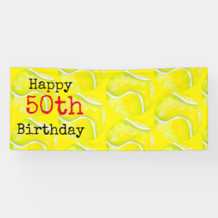 Tennis 50th Birthday with tennis ball and number Banner
