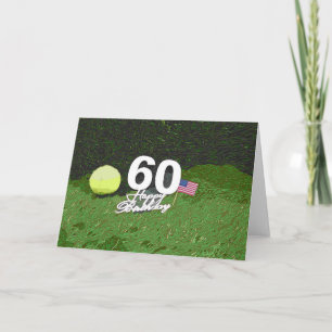 Tennis 60th Birthday card with flag of America