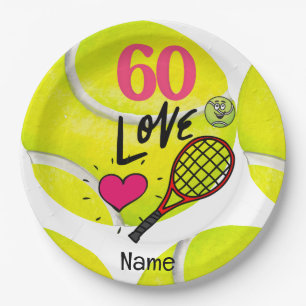 Tennis 60th Birthday for Tennis Player Paper Plate