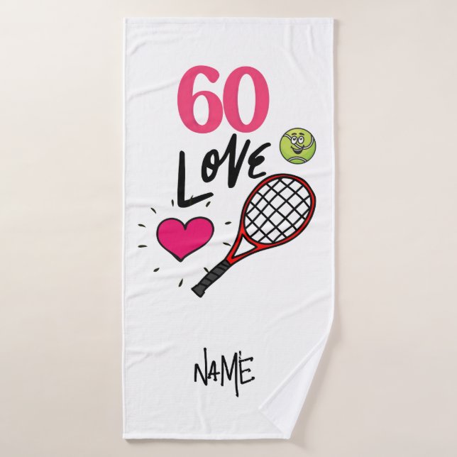 Tennis 60th Birthday for Tennis Player with LOVE  Bath Towel (Bath Towel)