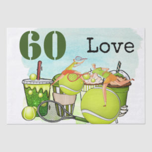 Tennis 60th Birthday  tennis ball number love   Tissue Paper