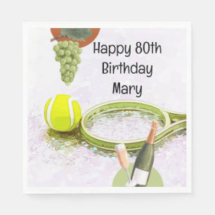Tennis 80th Birthday for Tennis Fan Napkin