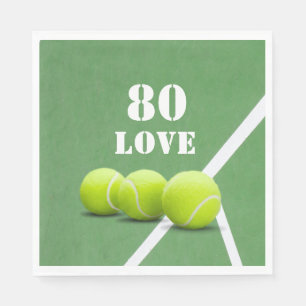 Tennis 80th Birthday with love for player Napkin