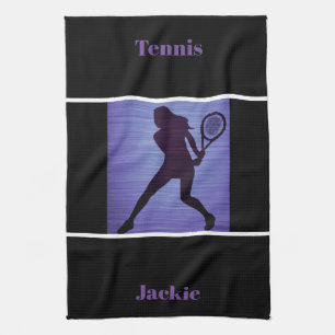 Tennis Abstract Purple & Black Kitchen Towels