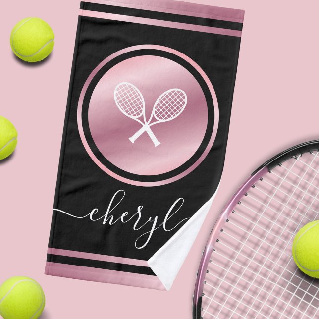 Tennis Aesthetic Pink Hand Towel with Custom Name (Creator Uploaded)