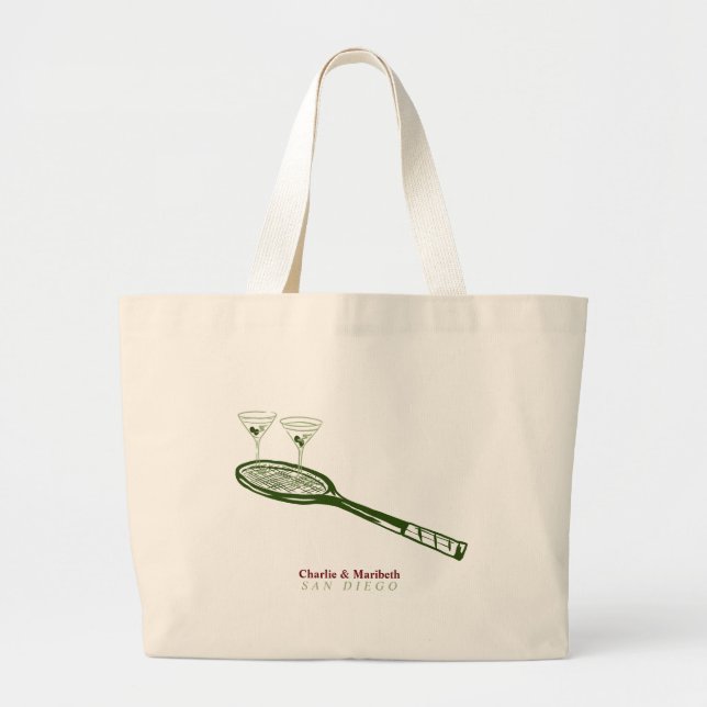 tennis and martinis  large tote bag (Front)
